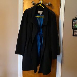 Black wool coat.  Flair style pea coat.